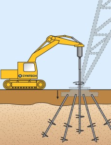 Helical screw pile technique image Helical piles illustration